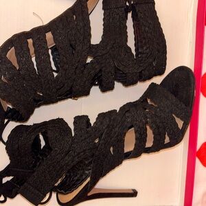 Chic Black Braided Heels